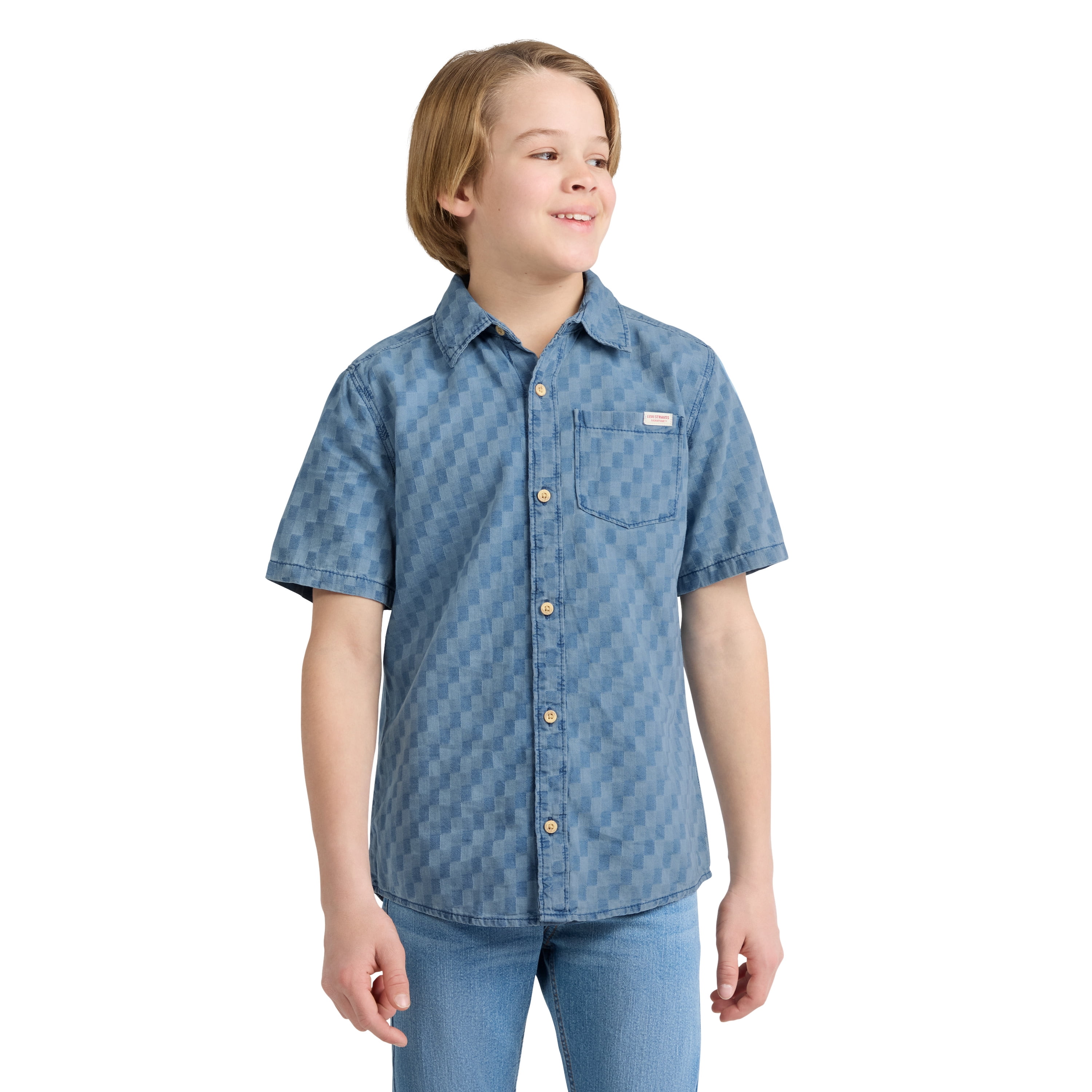 Levi Strauss Signature Boys Short Sleeve Button Down Shirt, Sizes 4-18
