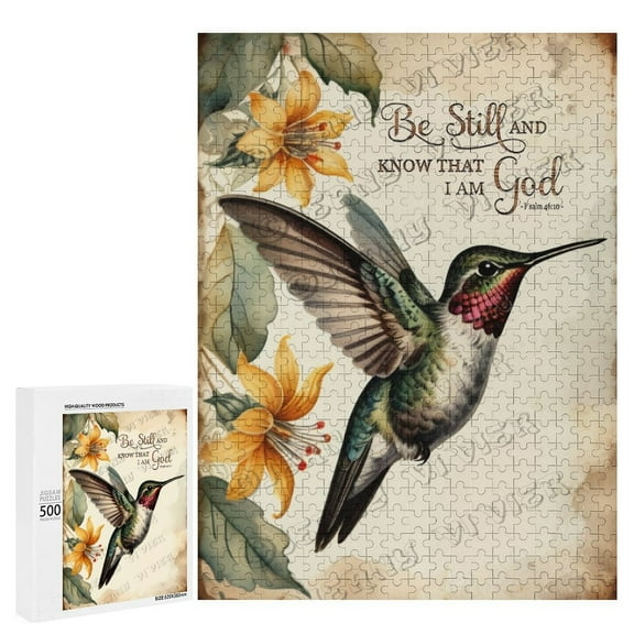500 Piece Jigsaw Puzzle for Adults – Vintage Hummingbird with Flower and Bird Decor | Fun Puzzle for Nature Enthusiasts | Perfect for Relaxation
