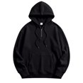 thumbnail image 5 of MNCLS Men's Waffle Knit Hoodie Pullover with Quarter-Zip Neck, Drawstring Hood and Kangaroo Pocket for Casual Everyday Wear - BLACK_M, 5 of 6