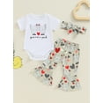 thumbnail image 3 of Musuos Baby Girls Summer Outfit 3M 6M 12M 18M White Short Sleeve Romper Tops Chicken Print Flared Pants Headband 3PCS Sets, 3 of 10