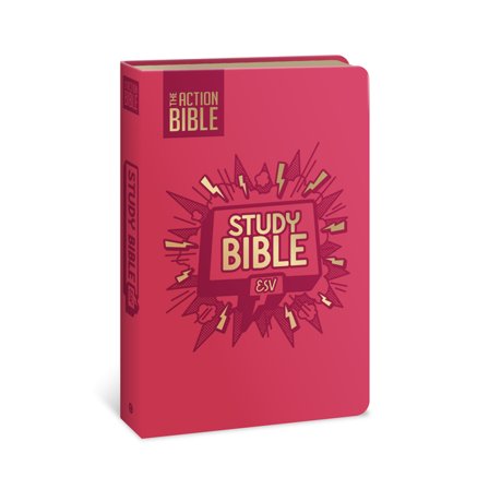 Action Bible The Action Bible Study Bible Esv, Leathersoft, Pink, Full Color, (Hardcover)