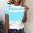 thumbnail image 2 of Ihhxva Women's Tops Moisture-Wicking Striped Crewneck Tee Fit Nautical Print T-Shirt Casual Summer Cotton Loose Style S-2XL, 2 of 7