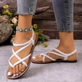 thumbnail image 5 of Women's Wide Width Flat Sandals, Flip Flop Casual Strapy Sandals on Summer Beach Shoes for Women., 5 of 9