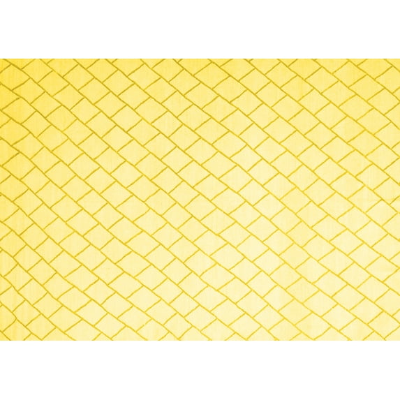 Ahgly Company Machine Washable Indoor Rectangle Solid Yellow Modern Area Rugs, 4' x 6'