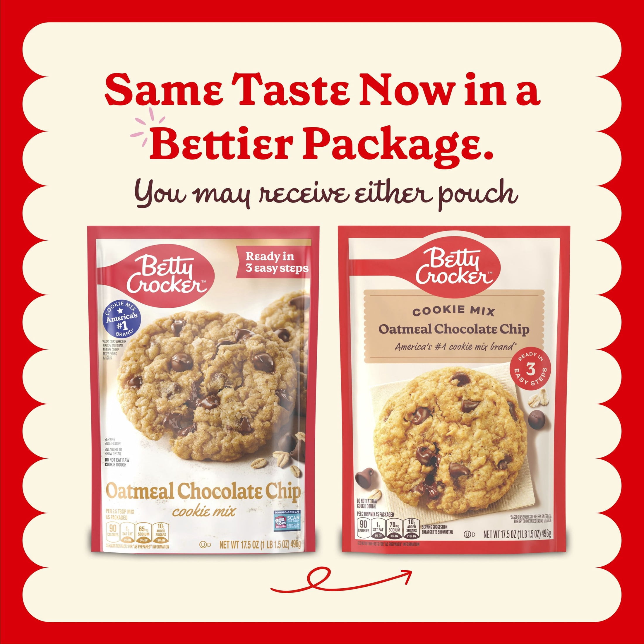(2 pack) Betty Crocker Oatmeal Chocolate Chip Cookies, Cookie Baking Mix, 17.5 oz