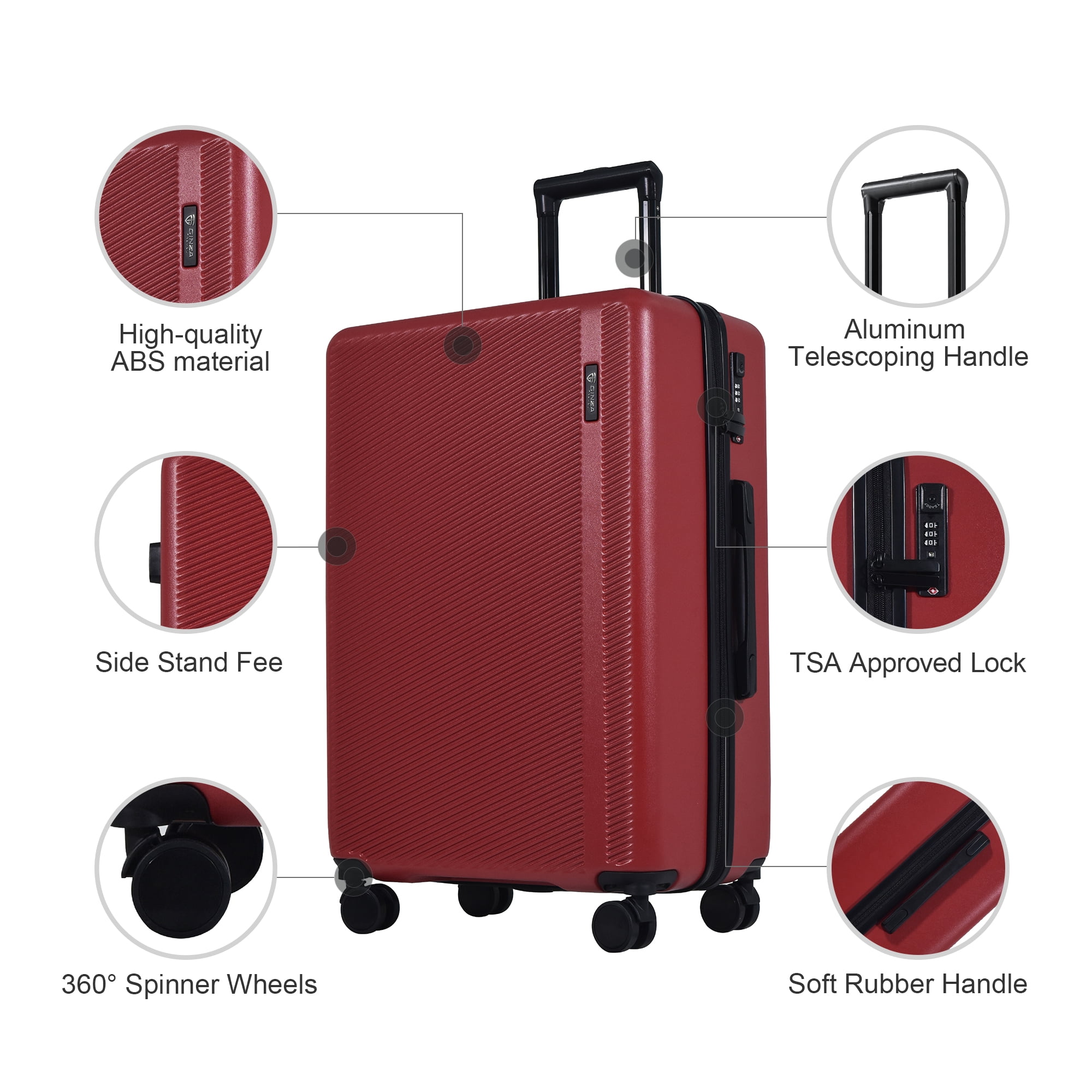 Ginza Travel 3 Piece Hardside Expandable Luggage Set,Large Luggage with Double Spinner Wheels,Deep Pink, Size: 3Pcs(202428), Purple
