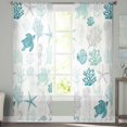 thumbnail image 2 of Turquoise Coastal Sheer Curtains 96 Inches Long 2 Panels Set, Window Sheer Curtains for Living Room/Bedroom, Nautical Summer Beach Coral Sea Turtle Light Filtering Rod Pocket Curtain 52'' x 96'' x 2, 2 of 7