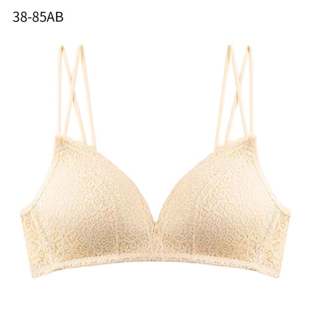 Sujetador de mujer Hollow Sexy Bralette Ropa interior inalámbrica transpirable, Beige, 38 / 85AB Noticed AP001128-20