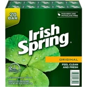 20 Bars Irish Spring Deodorant Soap Original Scent 12 hr Protection 3.75 oz-Feel clean & Fresh, Older version no flaxseed oil