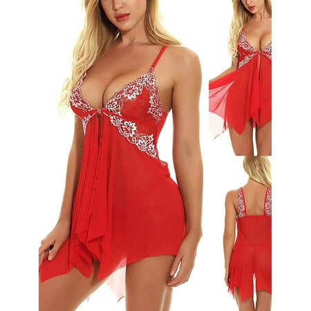 

Mobimib Women’s Large Size Sexy V-Neck Translucent Pajamas