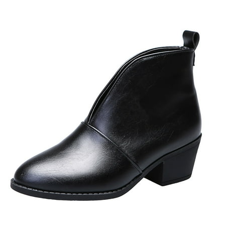 

Women Comfortable Soft Sole V Cut One Foot Ankle Fashionable Casual Short Boots