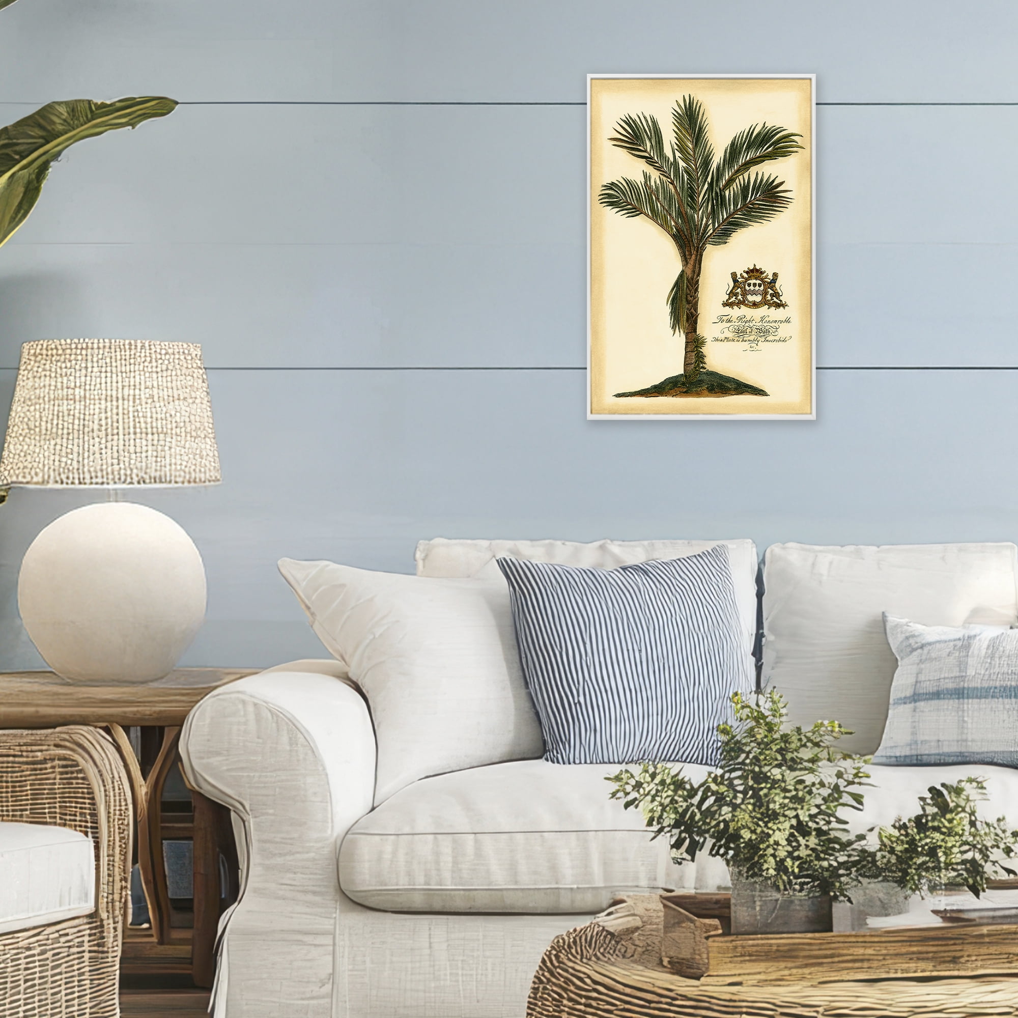 Stupell Industries Vintage Colonial Palm White Framed Giclee Art, design by Vision Studio