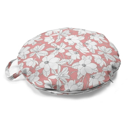 

Pink Floral Round Floor Cushion with Handle Spring Pattern with Magnolia Flowers and Leaves Decorative Pillow for Living Room & Dorms 18 Round Pink Grey by Ambesonne