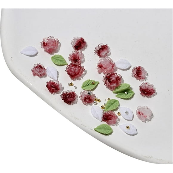 3D Flower Nails Art Charms Resin Leaf Nail Charms Steel Beads Nails Art Supplies Nail Decorations for Acrylic Nails