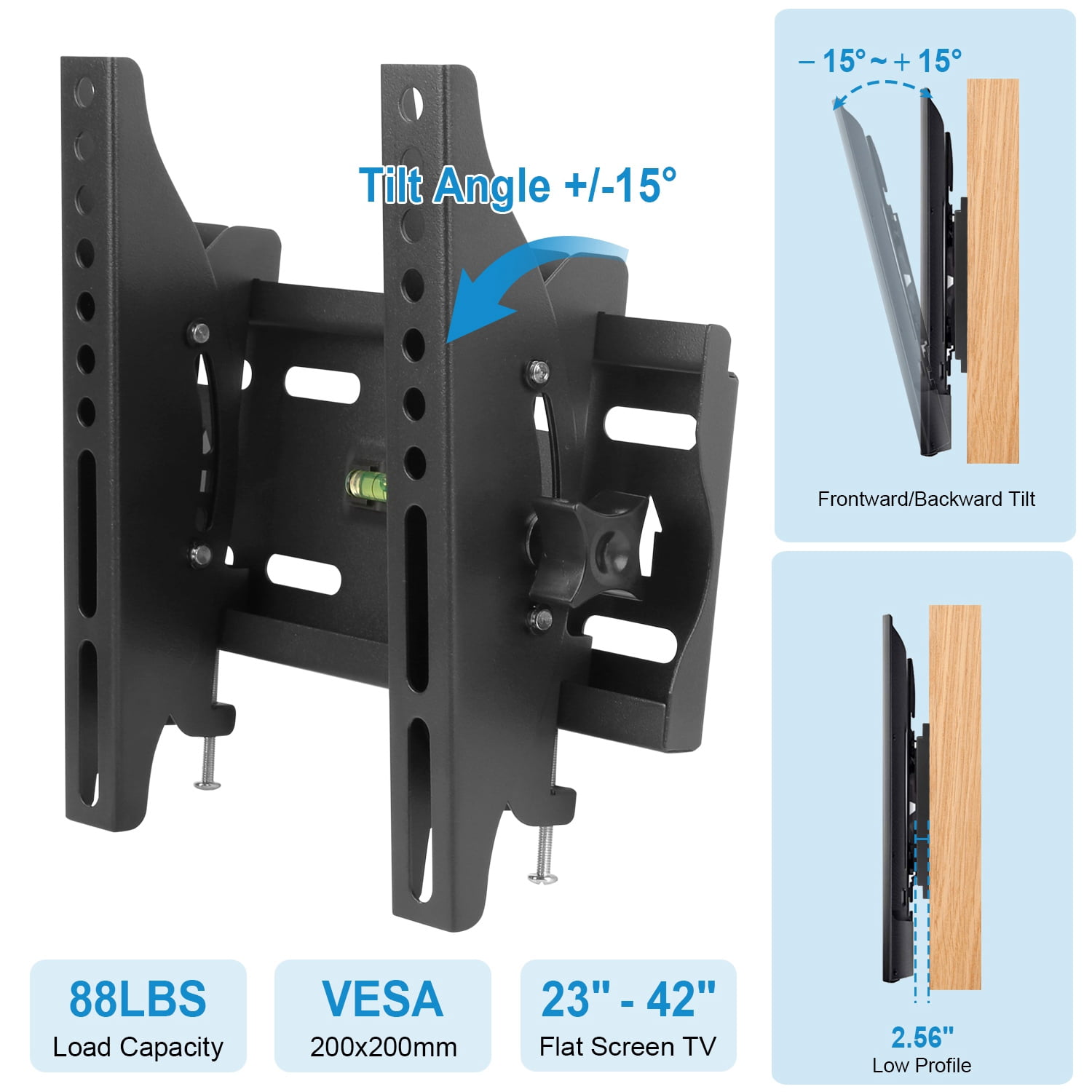 Moclever TV Wall Mount Bracket Tilt TV Rack for 23-42in LED LCD PLASMA Flat TV VESA 200x200mm, Black