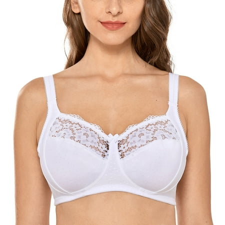 

DELIMIRA Women s Wireless Full Coverage Plus Size Lace Cotton Comfort Bra