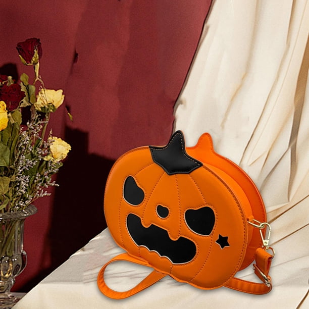 Bolso bandolera de piel sintética con forma de calabaza de Halloween, bonito bolso de hombro para mujer para cumpleaños Corazón de amor naranja