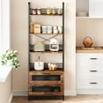 thumbnail image 5 of GAOMON 4-Tier Bookshelf with Drawers, Industrial Display Standing Shelf Units,Storage Shelf with Protective Rails, for Living Room, Home Office,Bedroom,Brown, 5 of 7