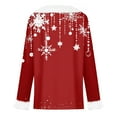 thumbnail image 5 of Qwertyu Plus Size Women's Christmas Shirts Long Sleeve Holiday Shirt Fashion Xmas Tree Graphic Blouses Elegant Faux Fur V Neck Tops Christmas Gifts for Women Red XL, 5 of 6