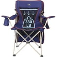 thumbnail image 5 of Camping Brothers Camping Chair with Shade Canopy - Outdoor Folding Patio Chair - Includes Retractable Sun Shade, Cup Holder, Side Pockets (Navy), 5 of 9