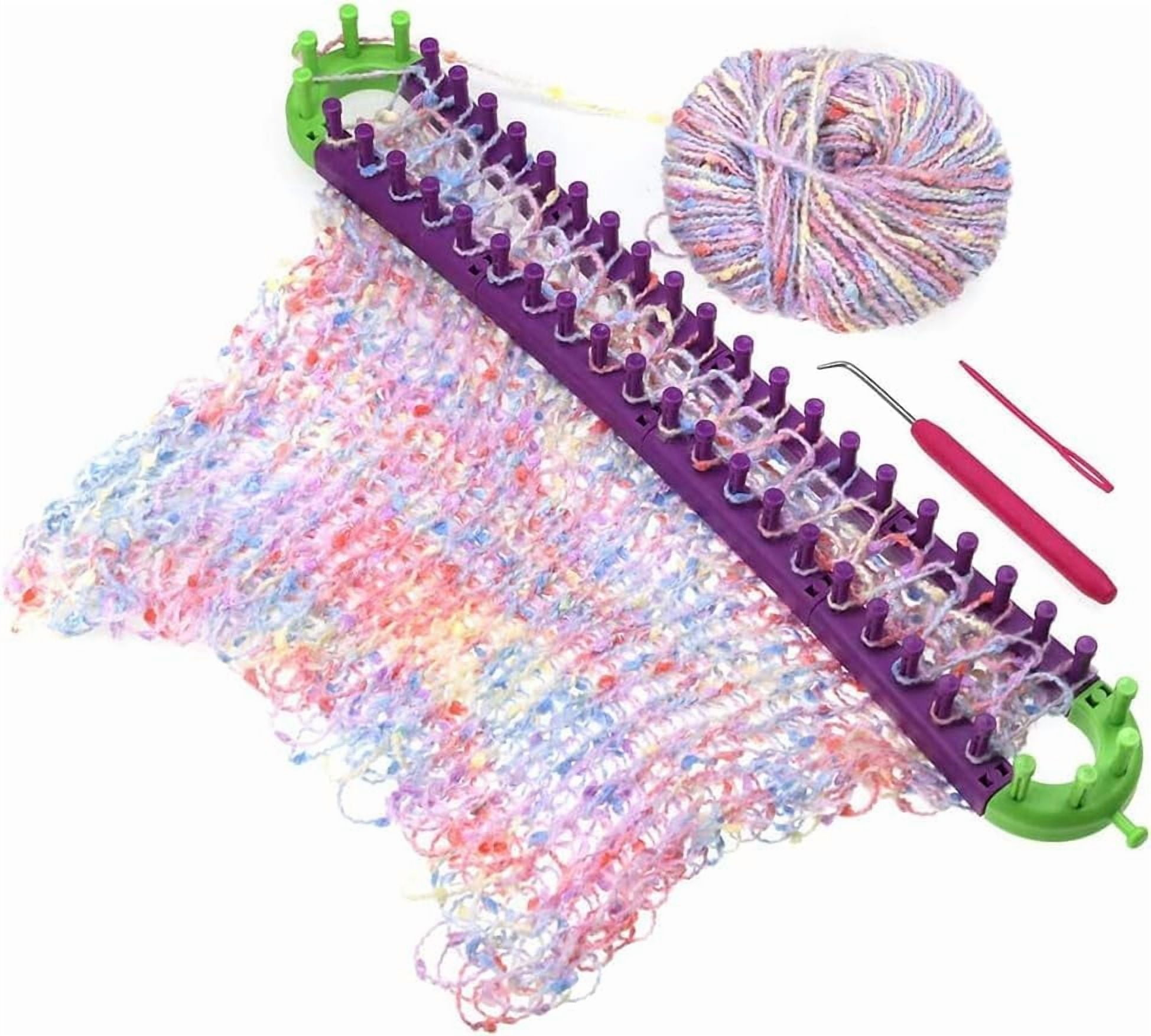 Adjustable Knitting Looms Set -Customized Sizes for Your Project-Afghan Loom- Loom-Sock Scarf Loom-Hat Loom for Crocheting-Crochet Loom with Loom Knitting Book Hook Needle (All-in-one)