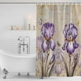 thumbnail image 2 of Purple Iris Shower Curtain Set - 48" x 72" Washable Bathtub Curtain with 12 Hooks, Spring Vintage Flowers Butterfly Leaves Khaki Waterproof Fabric Stall Shower Curtains for Bathroom/Bathtub Décor, 2 of 6
