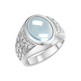 thumbnail image 3 of RYLOS Men's Rings Sterling Silver Nugget Ring with Cabochon Gemstone & Diamonds Aquamarine Rings For Men Size 12, 3 of 7