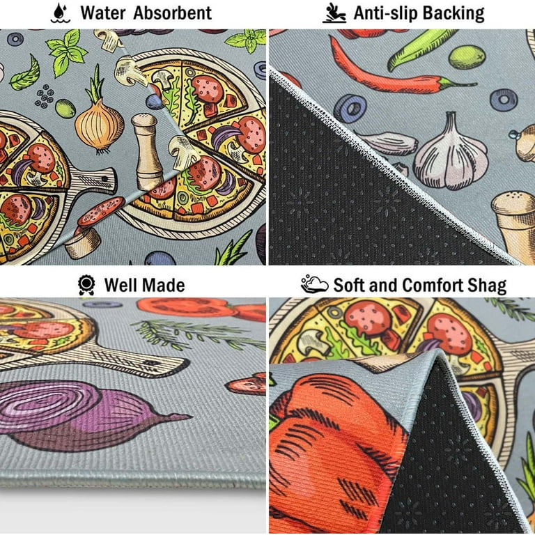 Non Skid Washable Absorbent Microfiber Kitchen Mats for Floor Anti Fatigue  Kitchen Mat Set of 2 Chef Kitchen Decor Stain Resistant 17