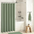 thumbnail image 2 of Zrodlmo Waffle Fabric Shower Curtain and Liners Sets with Hooks, Mildew-Resistant Thick Bathroom Curtain Set, 72" x 72", Green, 2 of 8