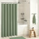 thumbnail image 3 of Dynamene Cortina de ducha verde salvia – Cortinas de ducha de tela gruesa con textura de gofre para baño, 256 g/m², juego de cortinas de baño de tela de poliéster con 12 ganchos de plástico, 72 ancho, 3 of 3