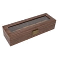 thumbnail image 4 of 6 Slot Watch Storage Display Box Wood Grain PU Leather Lockable Wristwatch Protective Box, 4 of 14