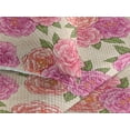 thumbnail image 3 of Ambesonne Rose Pattern Quilted Bedspread Set 3 Pcs, Garden Leafy Pattern, Queen, Fern Green Soft Pink, 3 of 4
