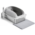 thumbnail image 3 of Kelno Cat Litter Box with Lid Scoop Mat High Wall Anti-Urine Leak Stainless Steel Litter Box, Light Gray, 3 of 7