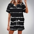 thumbnail image 2 of cfhntfmh 2 Piece Outfits for Women Summer Trendy Print Round Neck Buttons Tops Baggy Pocketed Shorts Loungewear Sets, 2 of 7
