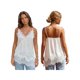 thumbnail image 2 of Camiseta de tirantes larga de satén para mujer, ideal para el verano, con tirantes finos, bajo festoneado y ribete de encaje., 2 of 9
