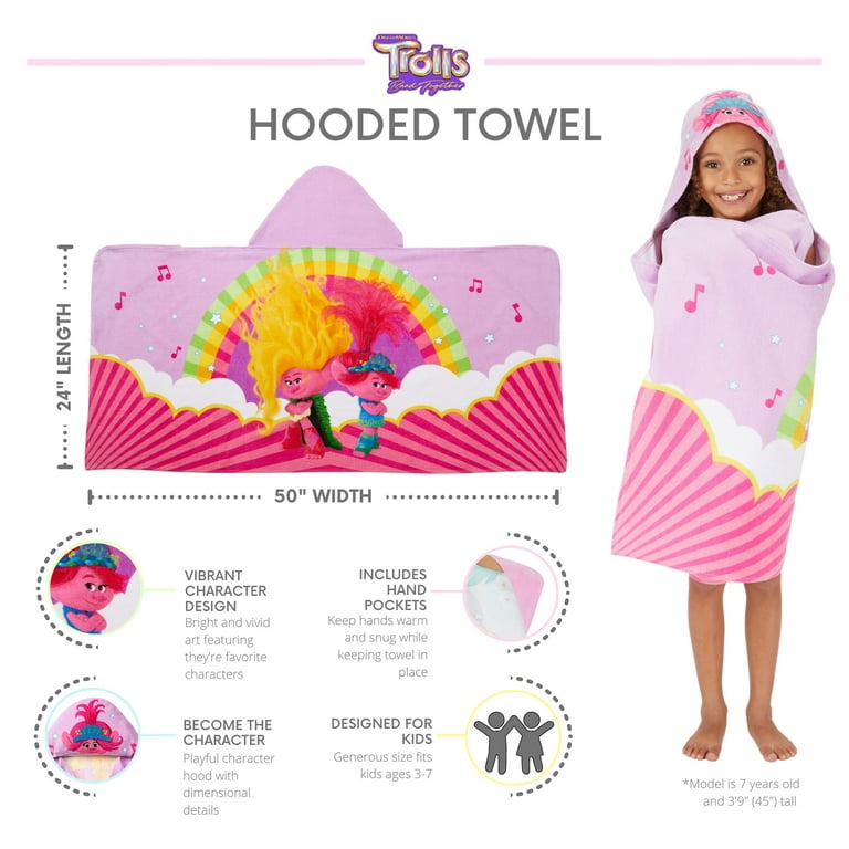 Trolls Poppy Children's Bath Hooded Towel with Character Design
