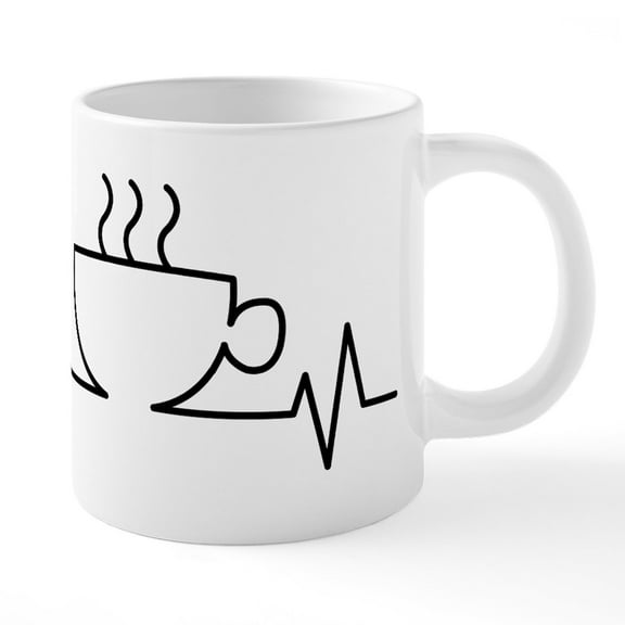 CafePress - Coffee Heartbeat - 20 Oz White Ceramic Mega Mug