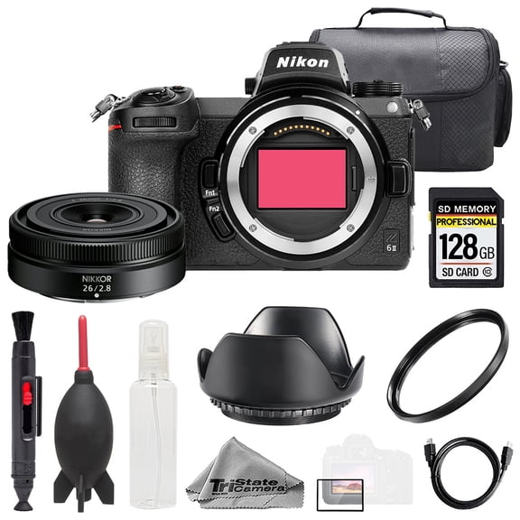 Nikon Z6 II   NIKKOR Z 26mm f/2.8 Lens  128GB  Bag  UV Filter- Basic Kit (International Version)