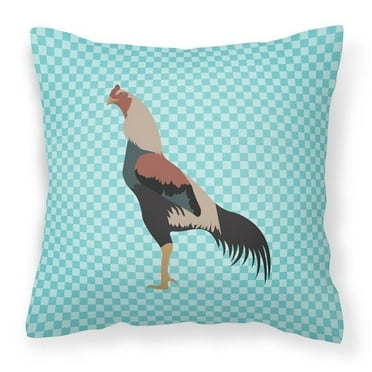Carolines Treasures BB8012PW1818 Kulang Chicken Blue Check Fabric Decorative Pillow, 18 x 18 in.
