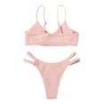 thumbnail image 2 of WREESH Women'S High Breast Contrast Gradient Split Bikini Set One Piece Swimsuit, 2 of 8
