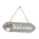 thumbnail image 4 of Letrero de madera para puerta colgante, placa de madera colgante con lazo, colgador decorativo para puerta Bienvenido gris, 4 of 9