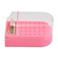 thumbnail image 1 of Caja de exhibición de brocas para uñas de plástico con 30 agujeros, a prueba de polvo, transparente, portátil, con cepillo de limpieza, color rosa, 1 of 12