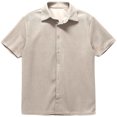 thumbnail image 2 of Mens Casual Waffle Shirt Short Sleeve Button Down Shirts Loose Fit Khaki XXXXXL, 2 of 3