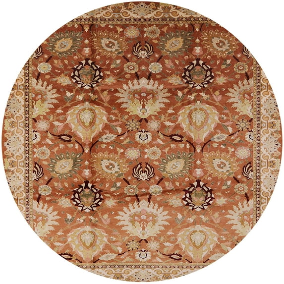 Ahgly Company Indoor Round Mid-Century Modern Mahogany Brown Oriental Area Rugs, 4' Round