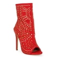 thumbnail image 1 of Women's Tribal Stud Embellished Peep Toe Stiletto Booties 19673, 1 of 6