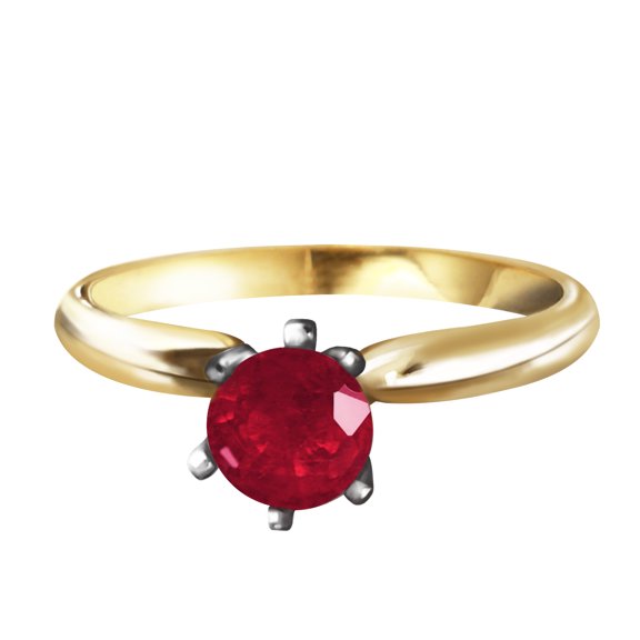 Galaxy Gold 14K Solid Gold 0.65 Carat Natural Ruby Ring for Women - Yellow Gold Fine Jewelry