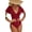 red, variant on One Piece Swimsuits for Women Trumpet Sleeve V Neck Ruched Monokini Bathing Suits