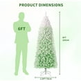 thumbnail image 4 of Lumiparty 6ft Prelit Artificial Christmas Tree, Pre-Lit Snow Flocked Pencil Christmas Tree with RGB & Warm White Lights, Foldable Base, for Holiday Decoration, Party, Green, 4 of 9