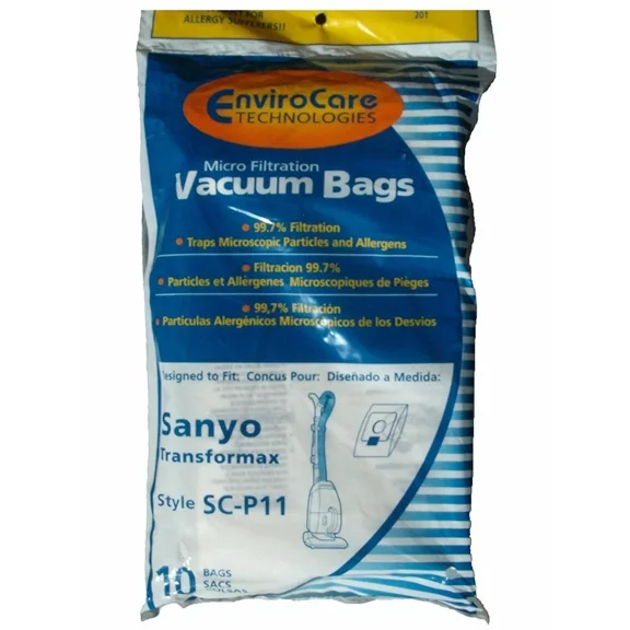 Replacement Part For Sanyo Transformax Vacuum Cleaner Microfiltration Paper Bags 10PK # 201