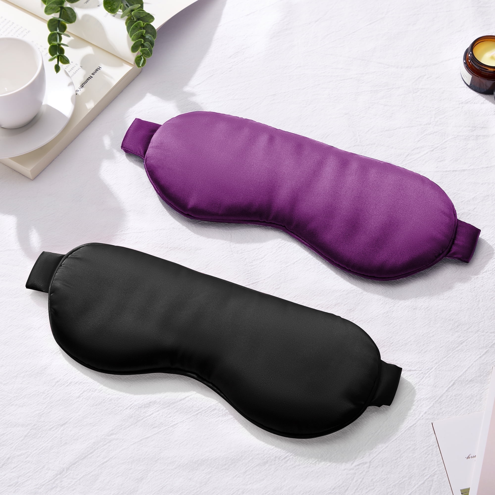 FACEMOON Cooling Eye Mask 2 Packs - Gel Ice Pack for Dark Circles, Adjustable Band (Purple Black)